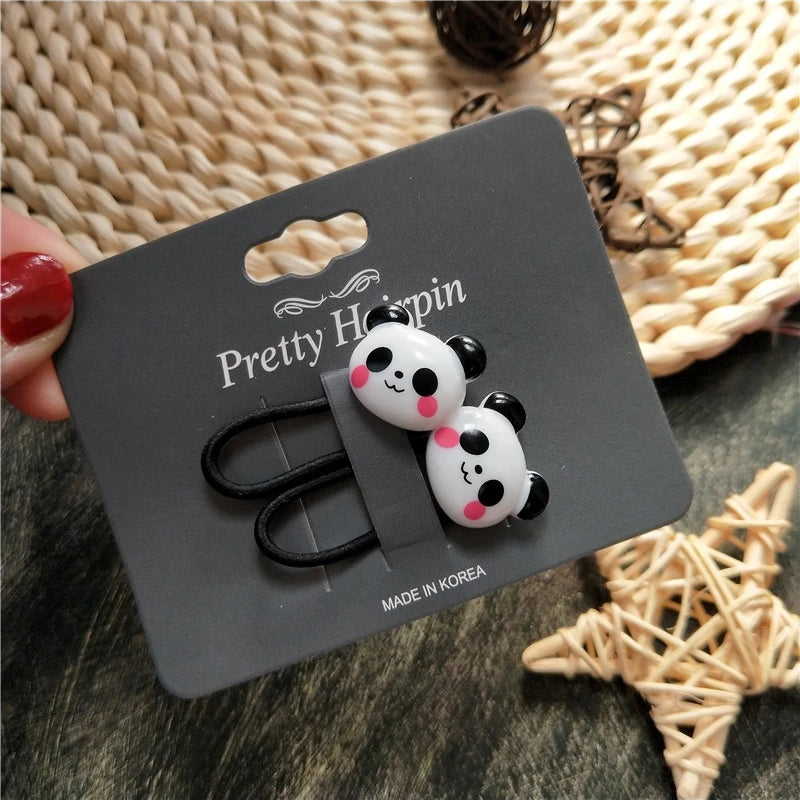2PCS Cute New Cartoon Panda BB Clips Kids Hairpins Baby Clips Headdress Elastic Hair Bands Girls Accessories Children Headwear