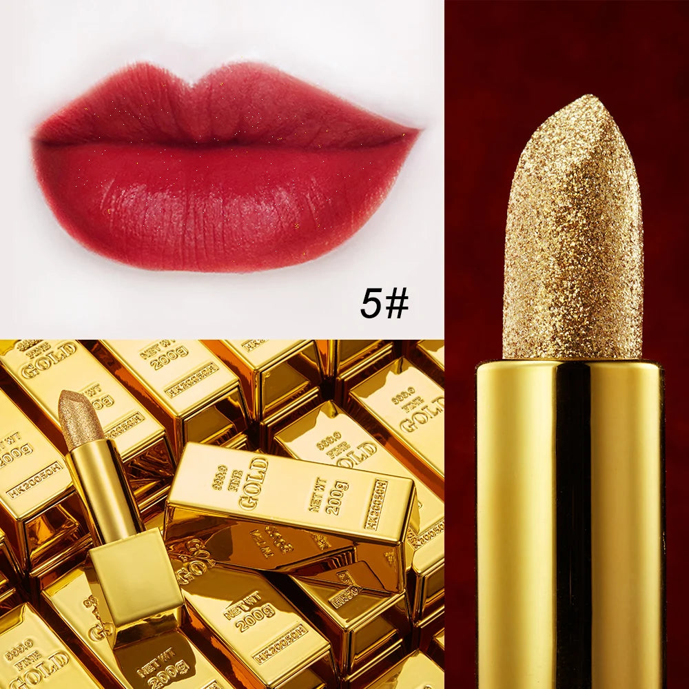 New Glitter Lipstick Moisturizing Gold Lipstick Long Lasting Lipstick Shiny Lip Gloss Velvet Matte Lipstick Glitter Lip Kit