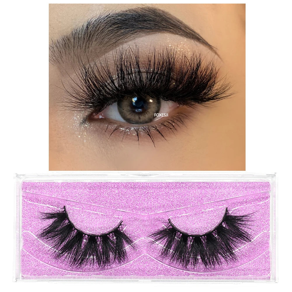 FOXESJI Makeup Eyelashes 3D Mink Lashes Natural Long Lasting Wispy Soft Eyelash Extension Fluffy Eye Lashes Mink False Eyelashes