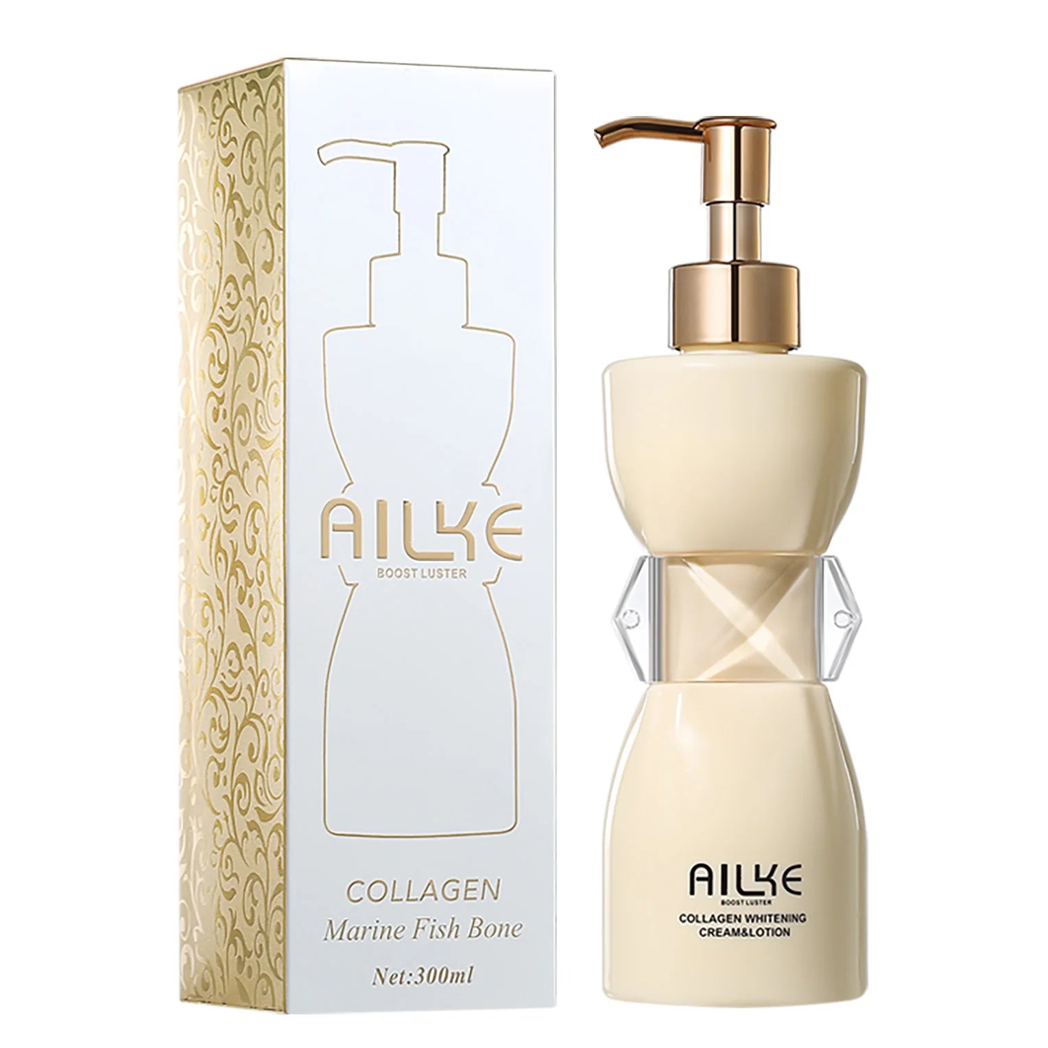AILKE Collagen Whitening Body Lotion, Intense Moisturizing Cream, Reduce Black Spots, Wrinkles, With Nicotinamide, Arbutin