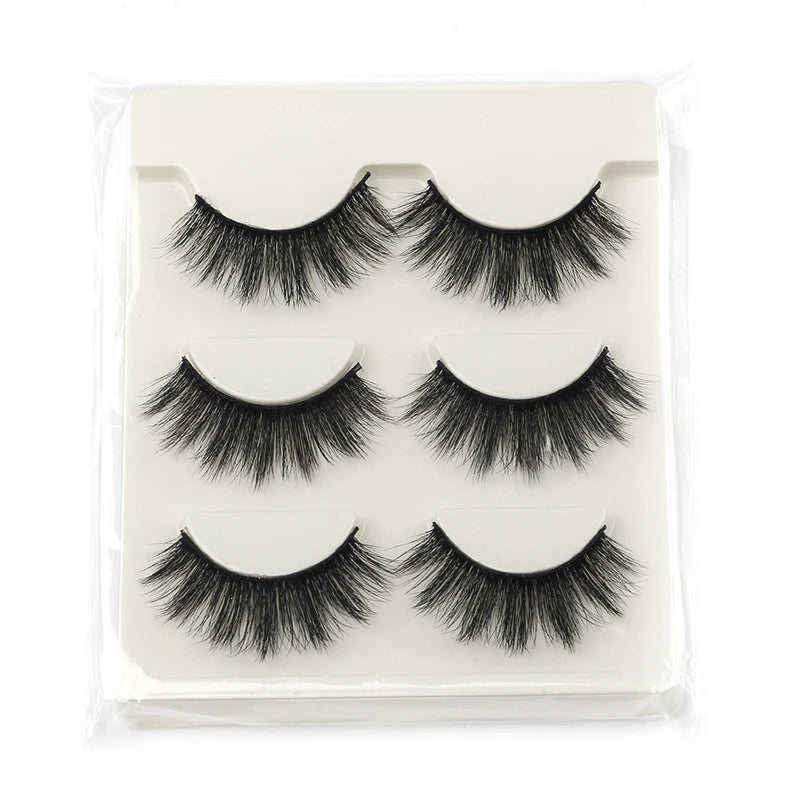 Faux Cils 3 Pairs False Eyelashes Soft Natural Long Wispy Fluffy 3D Mink Lashes Handmade Makeup Tool Extension Fake Eye Lashes