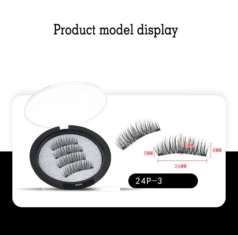 Three Magnet False Eyelashes No Trace of Glue Free 3d Magnetic Eyelashes Reuse Quick Stick Double/Four Magnetic Lashes Makeup