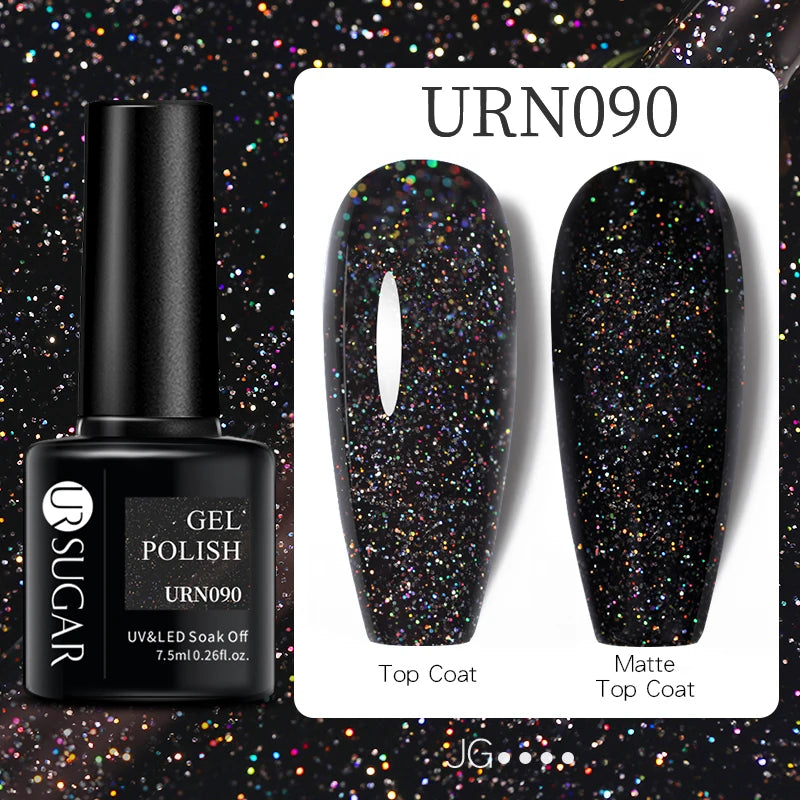 UR SUGAR 7.5ML Blue Black Red Glitter Sequin Color Gel Nail Polish Semi-permanent Varnish For Nail Art Manicure Soak Off UV Gel
