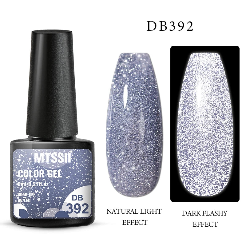 Mtssii 6ML Reflective Gel Nail Polish Shiny 14 Colors Semi-permanent UV Gel varnish Hybrid Nail Polish for Nail Art Manicure