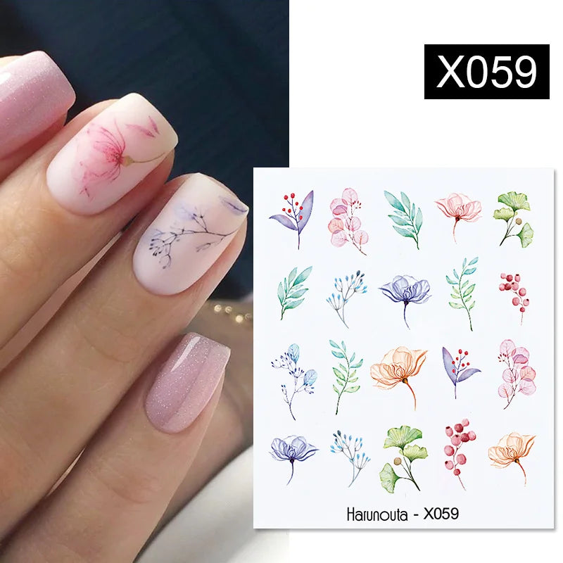 3D Nail Stickers Bronzing Gold Silver Lines Stripe Geometric Design Flowers Gradient Adhesive Slider Papers Nail Art Accessories