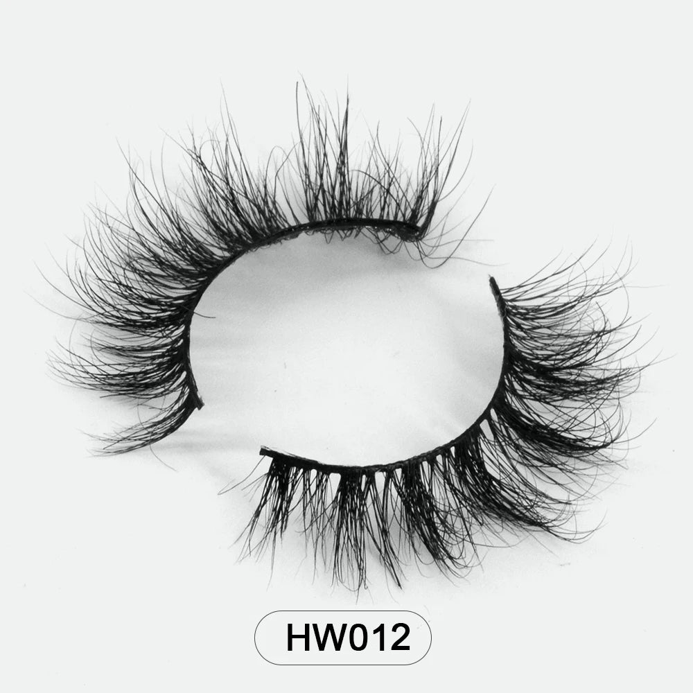 HZJY Dropshipping 10-15mm 3D Real Mink Handmade Crossing Lashes Individual Strip Thick Lash Fake Eyelashes with free paper boxes
