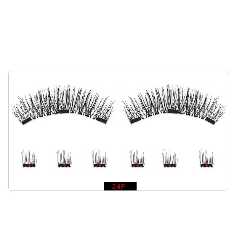 Three Magnet False Eyelashes No Trace of Glue Free 3d Magnetic Eyelashes Reuse Quick Stick Double/Four Magnetic Lashes Makeup