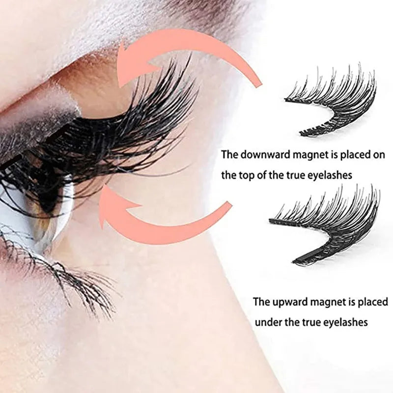 2 Pairs 5 Magnet Magnetic False Eyelashes 3D Natural magnetic Lashes Handmade Mink Eye Lashes faux cils magnetique