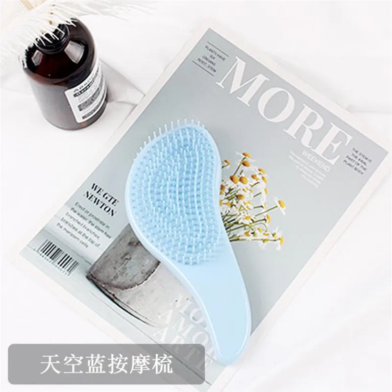 Magic Anti-static Hair Brush Handle Tangle Detangling Comb Shower Electroplate Massage Comb Salon Hair Styling Tool