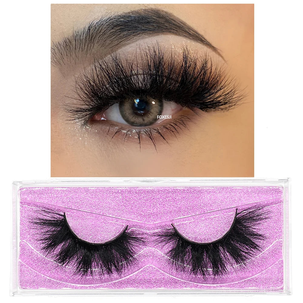 FOXESJI Makeup Eyelashes 3D Mink Lashes Natural Long Lasting Wispy Soft Eyelash Extension Fluffy Eye Lashes Mink False Eyelashes