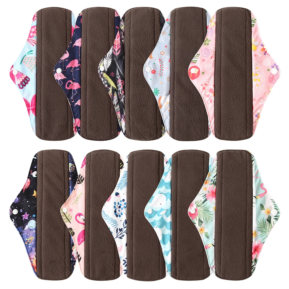 Ohbabyka Panty Liner Cloth Menstrual Pad Mama Sanitary Reusable Soft Washable Charcoal Period Napkins