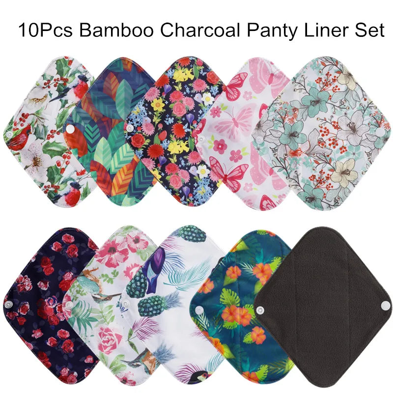 10pcs Health Feminine Hygiene bamboo Panty Liner Reusable Waterproof Bamboo Material Menstrual Cloth Sanitary Pads