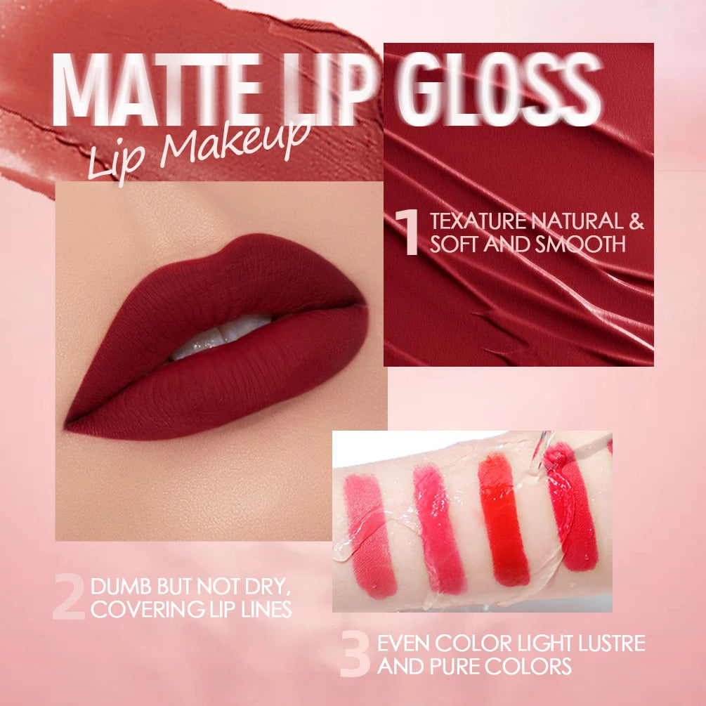 Matte Velvet Red Lipstick Waterproof  Black Lip Gloss Long Lasting Non-marking Sexy Lipgloss Makeup Liquid Lipsticks Lip Tint