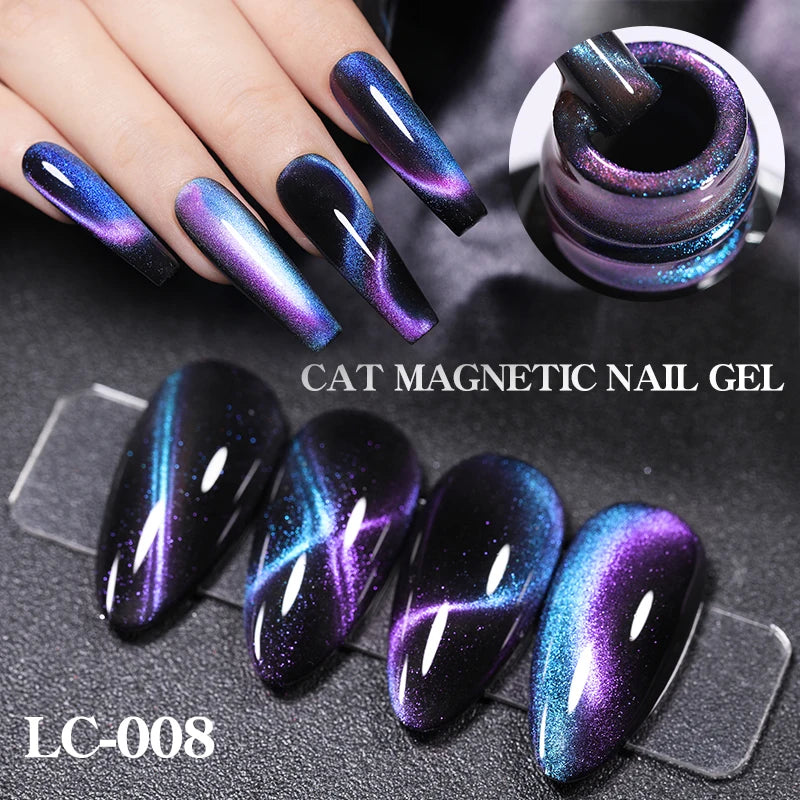 LILYCUTE 7ml 9D Rainbow Reflective Cat Magnetic Nail Gel Polish Winter Autumn Snowlight Sparkling Soak Off Nail Art Gel Varnish