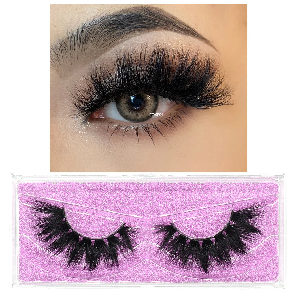 FOXESJI Makeup Eyelashes 3D Mink Lashes Natural Long Lasting Wispy Soft Eyelash Extension Fluffy Eye Lashes Mink False Eyelashes