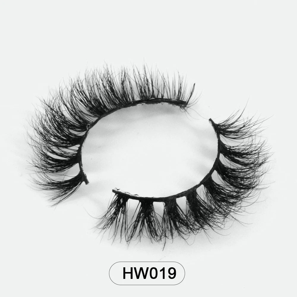 HZJY Dropshipping 10-15mm 3D Real Mink Handmade Crossing Lashes Individual Strip Thick Lash Fake Eyelashes with free paper boxes