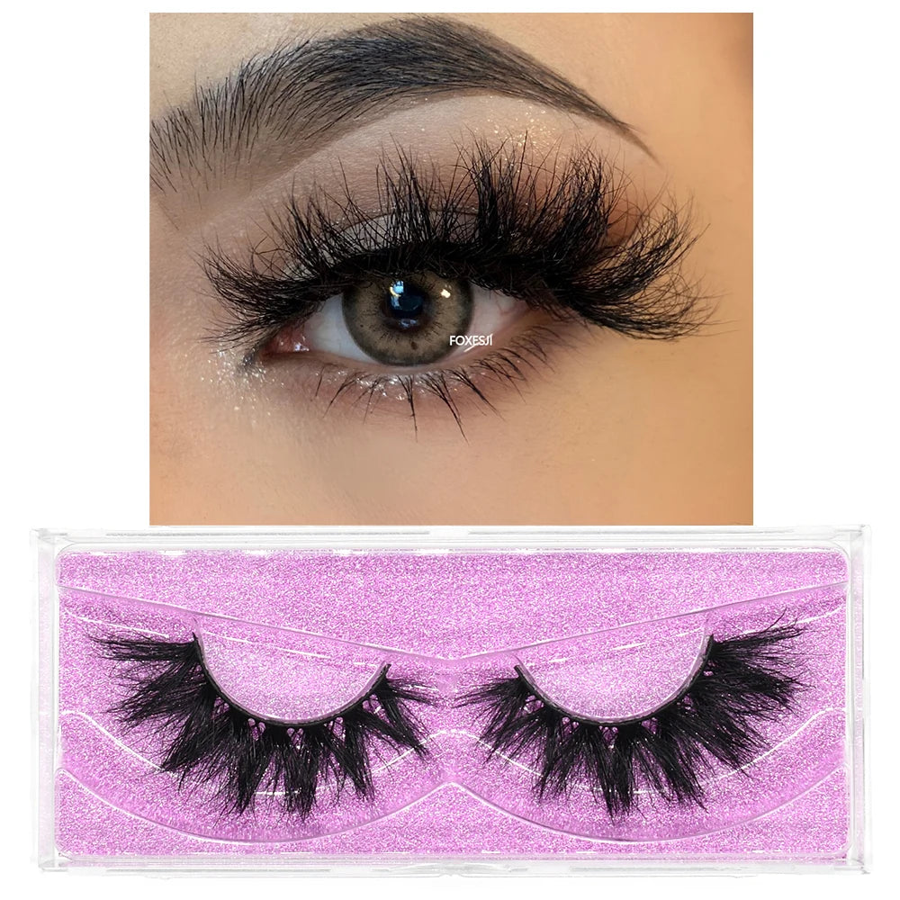 FOXESJI Makeup Eyelashes 3D Mink Lashes Natural Long Lasting Wispy Soft Eyelash Extension Fluffy Eye Lashes Mink False Eyelashes
