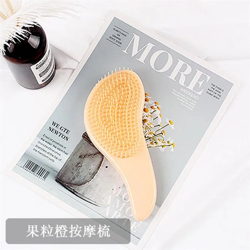Magic Anti-static Hair Brush Handle Tangle Detangling Comb Shower Electroplate Massage Comb Salon Hair Styling Tool