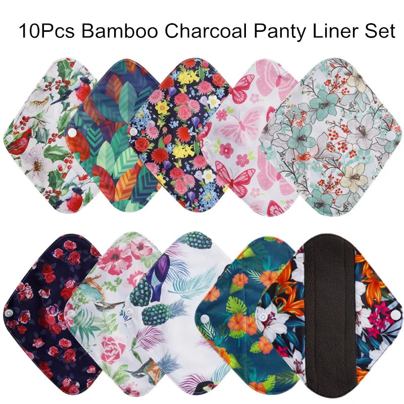 10pcs Health Feminine Hygiene bamboo Panty Liner Reusable Waterproof Bamboo Material Menstrual Cloth Sanitary Pads