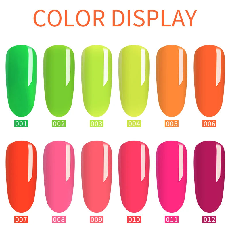 15ml Neon Luminous Gel Nail Gel Polish UV Soak off Lacquer Varnishes Summer Candy Hot Pink Green Yellow Nails Art