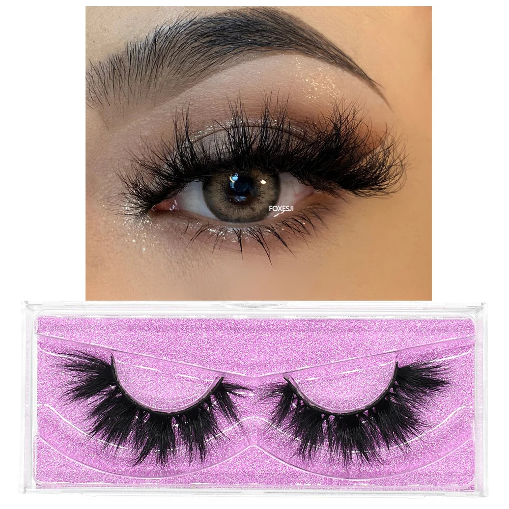 FOXESJI Makeup Eyelashes 3D Mink Lashes Natural Long Lasting Wispy Soft Eyelash Extension Fluffy Eye Lashes Mink False Eyelashes