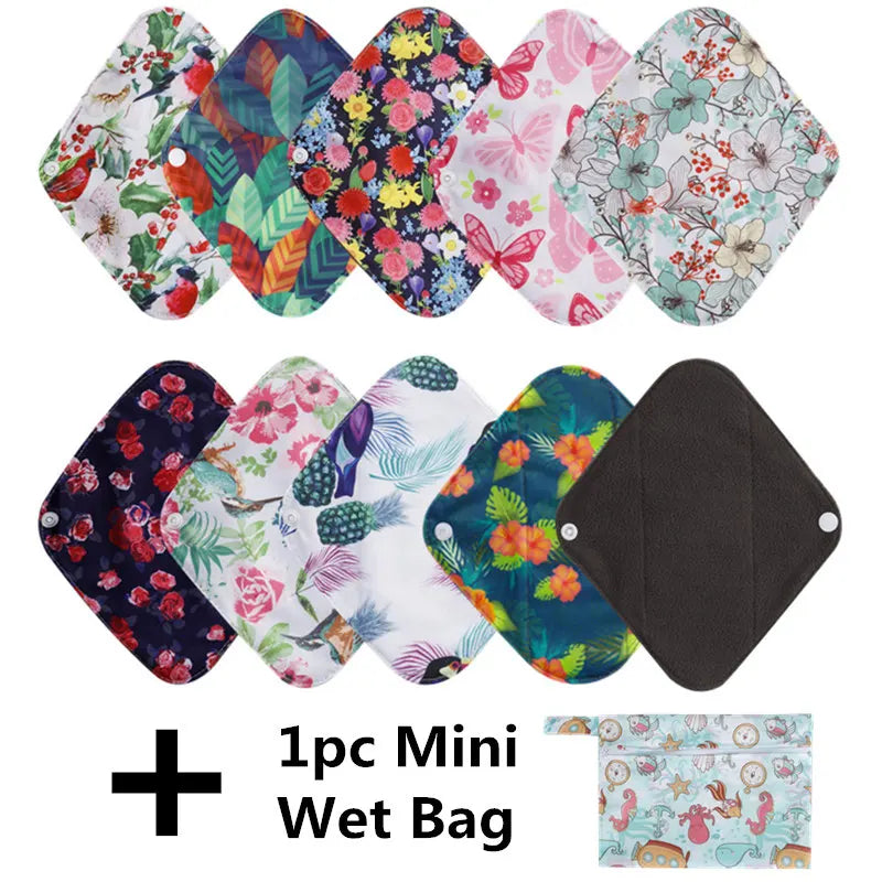 10pcs Reusable Waterproof Bamboo Fiber Pads Menstrual Cloth Sanitary Pads Feminine Maternity Hygiene Panty Liner