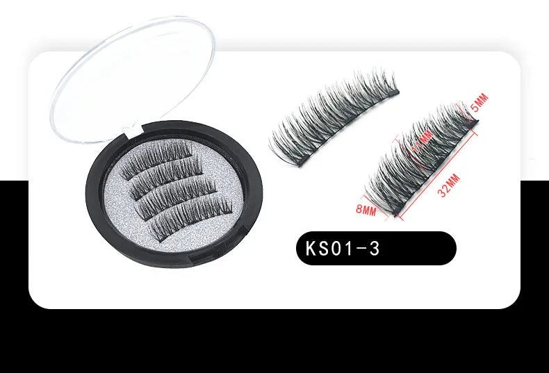 Three Magnet False Eyelashes No Trace of Glue Free 3d Magnetic Eyelashes Reuse Quick Stick Double/Four Magnetic Lashes Makeup