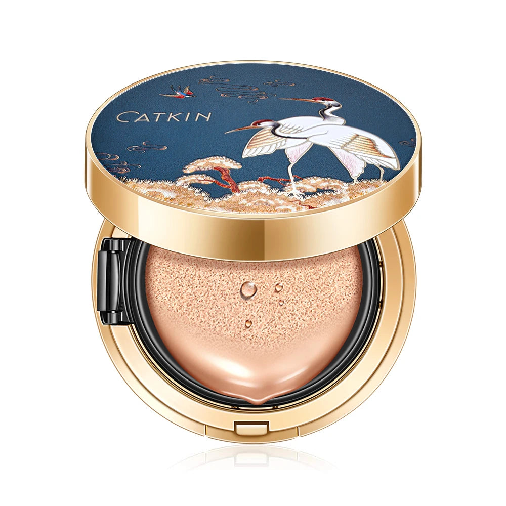 CATKIN BB Cream Air Cushion Foundation Moisture Natural Cover Concealer + Free Refill Medium/Light 0.46 Ounce