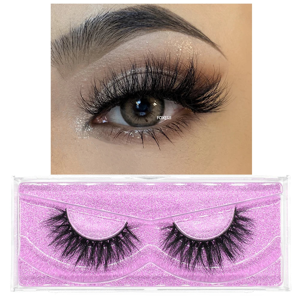 FOXESJI Makeup Eyelashes 3D Mink Lashes Natural Long Lasting Wispy Soft Eyelash Extension Fluffy Eye Lashes Mink False Eyelashes
