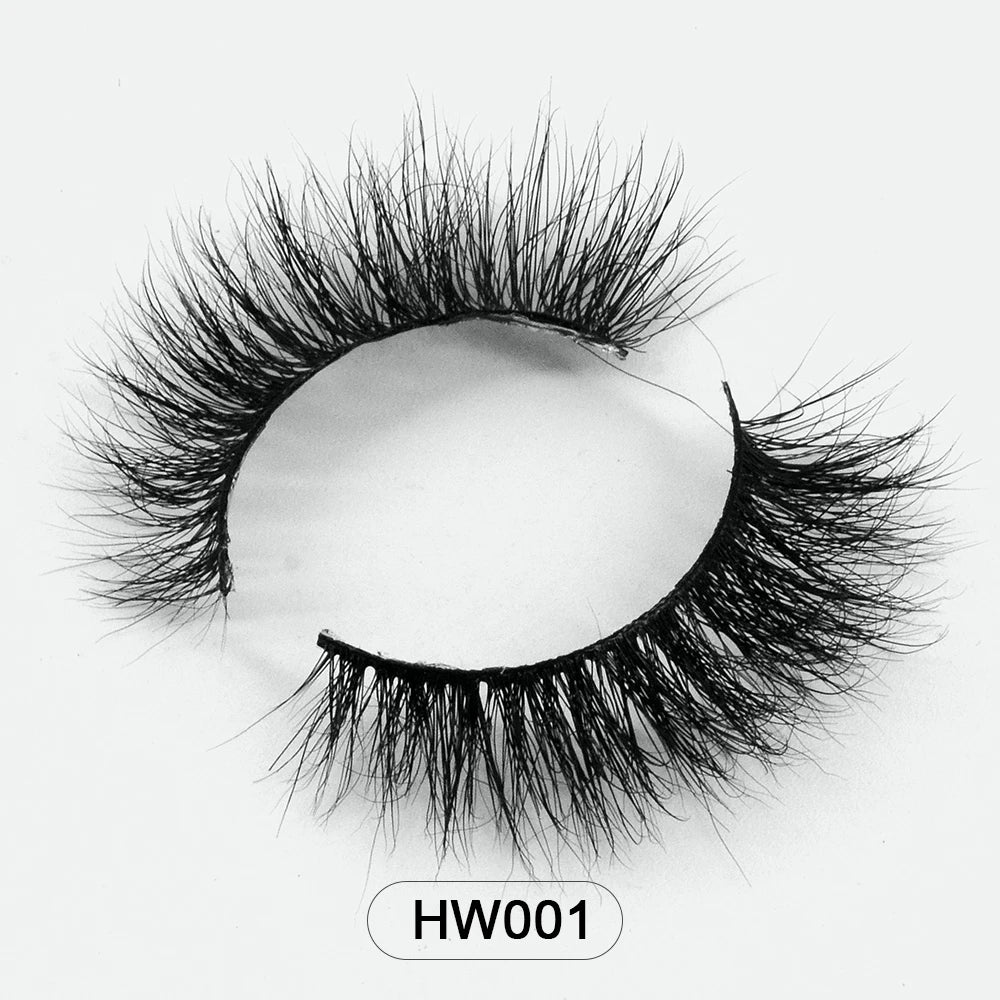 HZJY Dropshipping 10-15mm 3D Real Mink Handmade Crossing Lashes Individual Strip Thick Lash Fake Eyelashes with free paper boxes