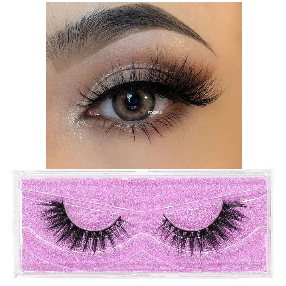 FOXESJI Makeup Eyelashes 3D Mink Lashes Natural Long Lasting Wispy Soft Eyelash Extension Fluffy Eye Lashes Mink False Eyelashes
