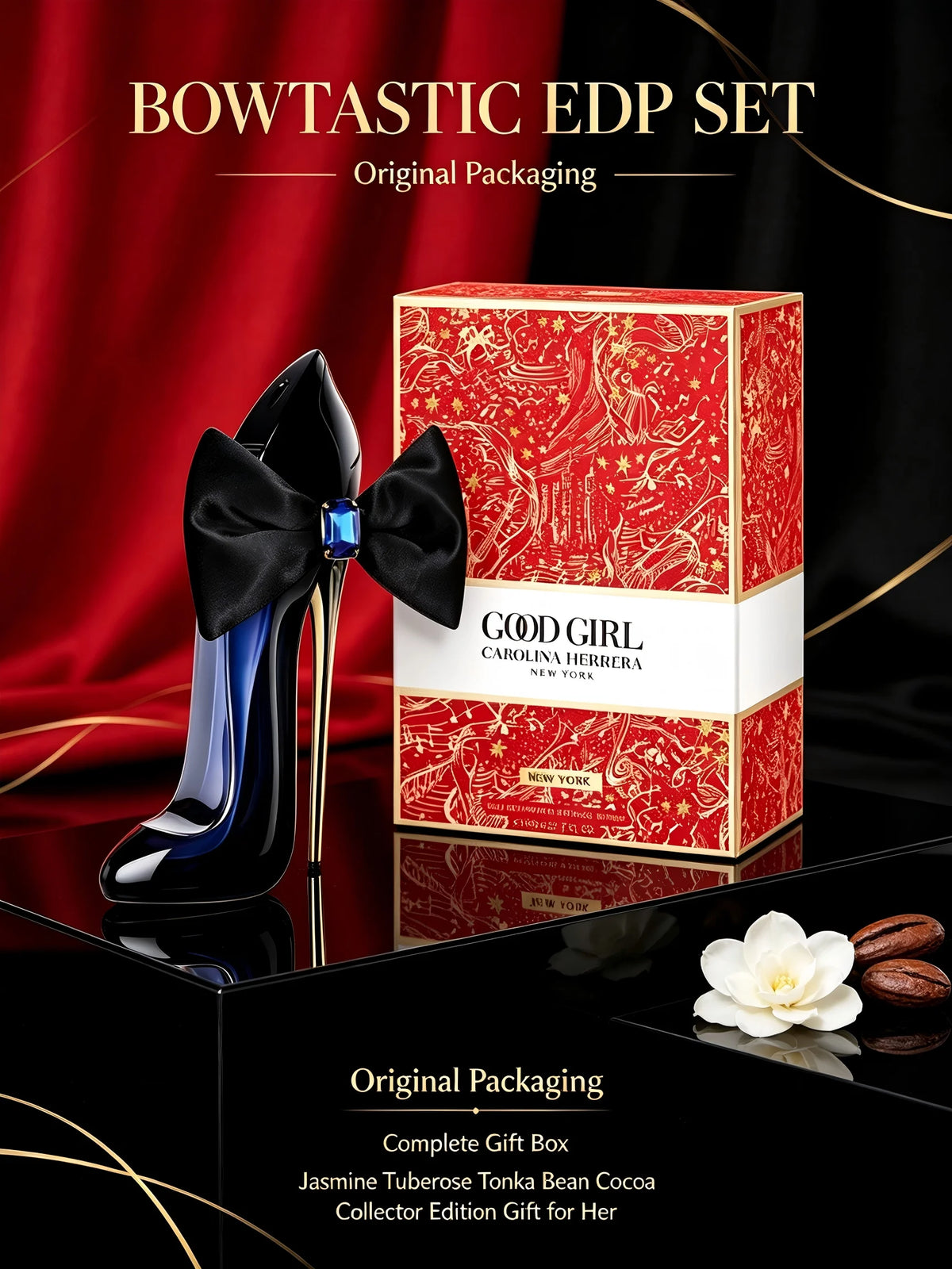 Carolina Herrera Good Girl Bowtastic EDP 80ml Women Jasmine Tuberose Tonka Bean Cocoa Perfume Long Lasting Luxury Fragrance Collector Edition Wedding Season Summer Vacation Graduation Date Night July 4th Gift Single Bottle