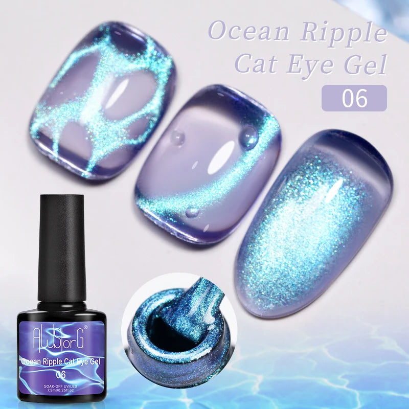 AWStorG Intense Rainbow Cat Eye Gel 5ml Holographic Laser Magnetic Nail Gel Soak Off UV LED Gel Polish Shiny Rainbow Manicur