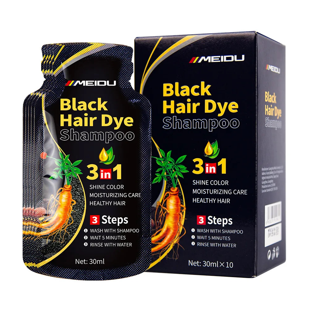 30mlx10pcs Natural Hair Dye Shampoo 3 IN 1 Quick Easy Covering White Grey Hair Cleaning Instant Coloring Nonirritating Hair Care