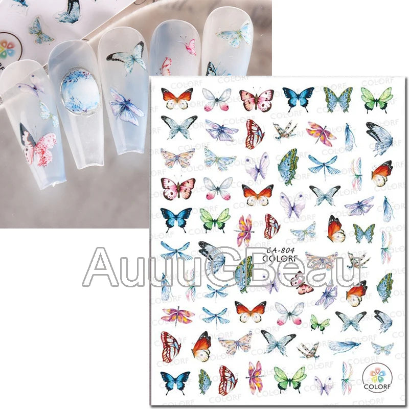 3d Nail Art Decals Geometric Lines Daisy Sunflowers Letters Adhesive Sliders Nail Stickers Decoration For Manicure