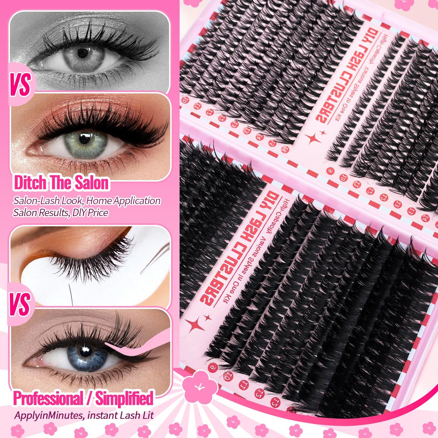 200/800 Pcs False Eyelash Book Set 30D-100D Reusable 9-16mm D Curly Mixed Lengths False Eyelashes Festival Gift for Friend