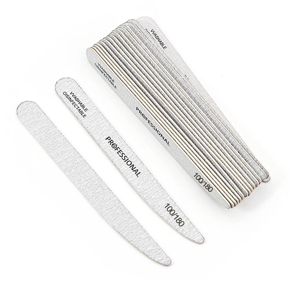 100Pcs Wooden Nail File Professional Sanding Buffer Files 100/180/240 Double Side For Salon Manicure Pedicure UV Gel Tips Tools