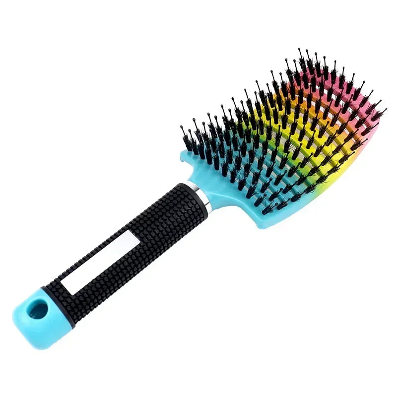 Hair Brush Exfoliating Hair Brush Bristle Women's Wet Curly Hair Comb Salon Hair Styling Tool，Special for Real Hair Wigs