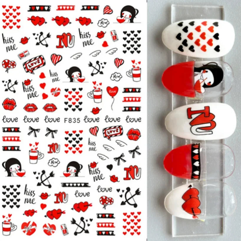 1PCS Laser Love Letter Nail Sticker Nail Art Decoration Flower Star supplies Decals Press On Nails Stickers Parts