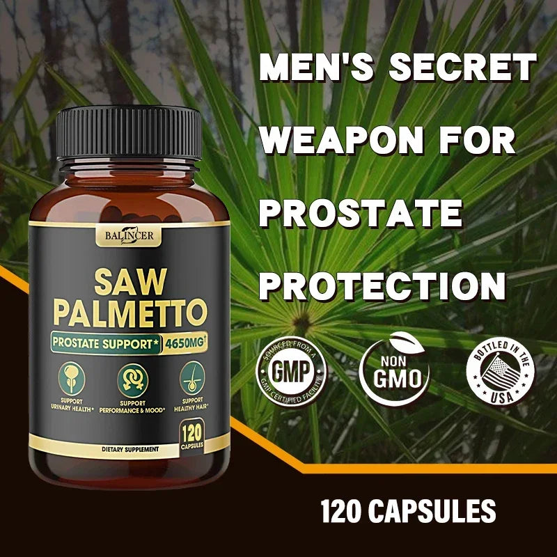 Balicer Saw Palmetto Capsules for Men's Prostate Health, Hair Growth, Urinary Tract Health, Non-GMO Gluten-Free