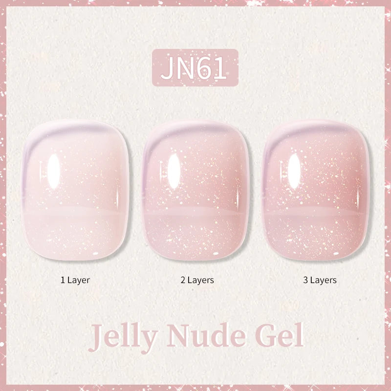 BORN PRETTY 10ml Glitter Pink Nude Jelly Nail Gel Polish Varnis Semi-permanent Sheer Translucent UV LED Soak Off Gel Polish