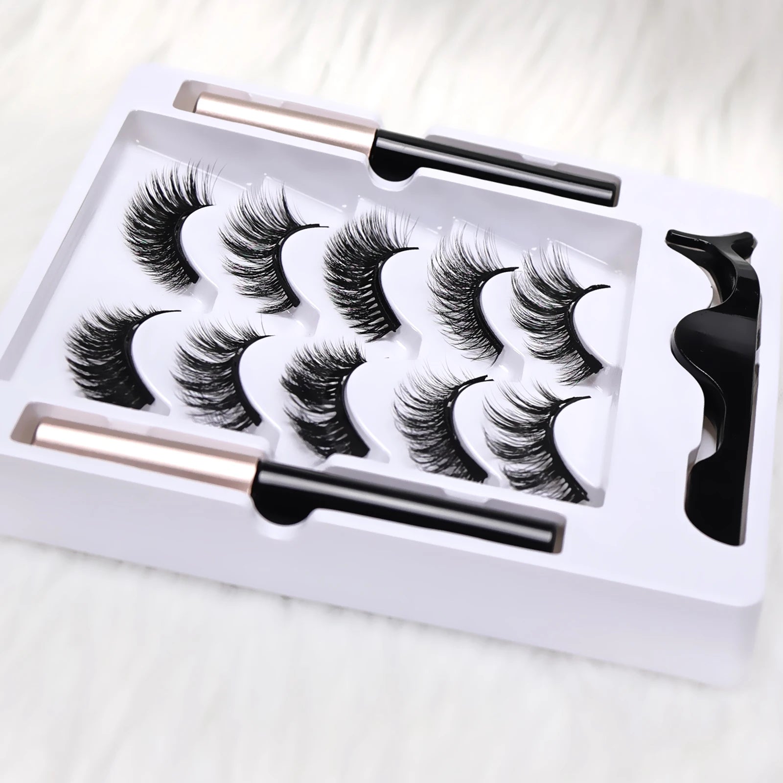 5 Pairs Magnetic Eyelashes Full Strip Set - No Glue Needed, False Lashes for Daily/Party Makeup