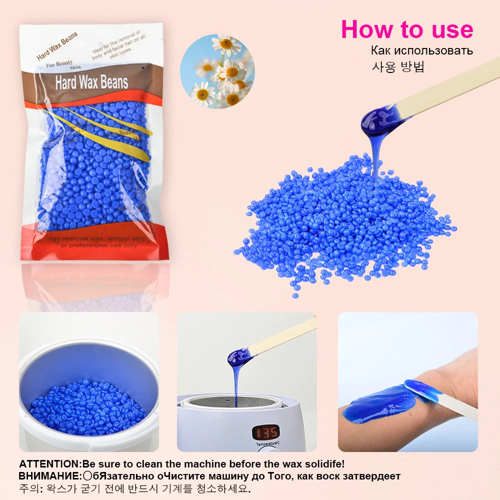 100g-400g hard wax beans Solid Hair Remover No Strip Depilatory Hot Film Wax Bead Hair Wax Heater Removal for Full Body