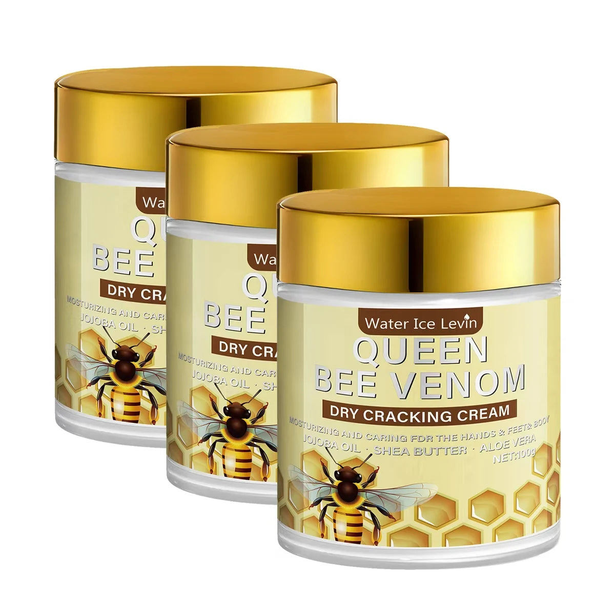Queen Bee Venom Dry Cracking Cream with Retinol & Niacinamide - Intense Moisturizing for Hands, Feet & Body. Repairs Dry Skin.