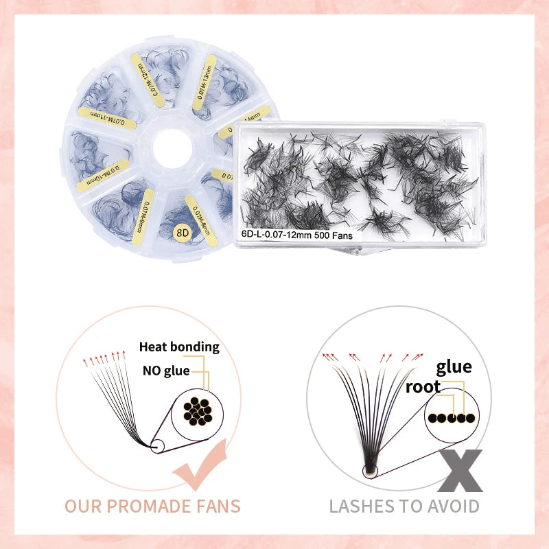 M L Curl Loose Premade Volume Fans for Eyelash Extension Promade Fans Prefact Bouquet Eyelashes 3D to 10D Pre Made Loose Fans