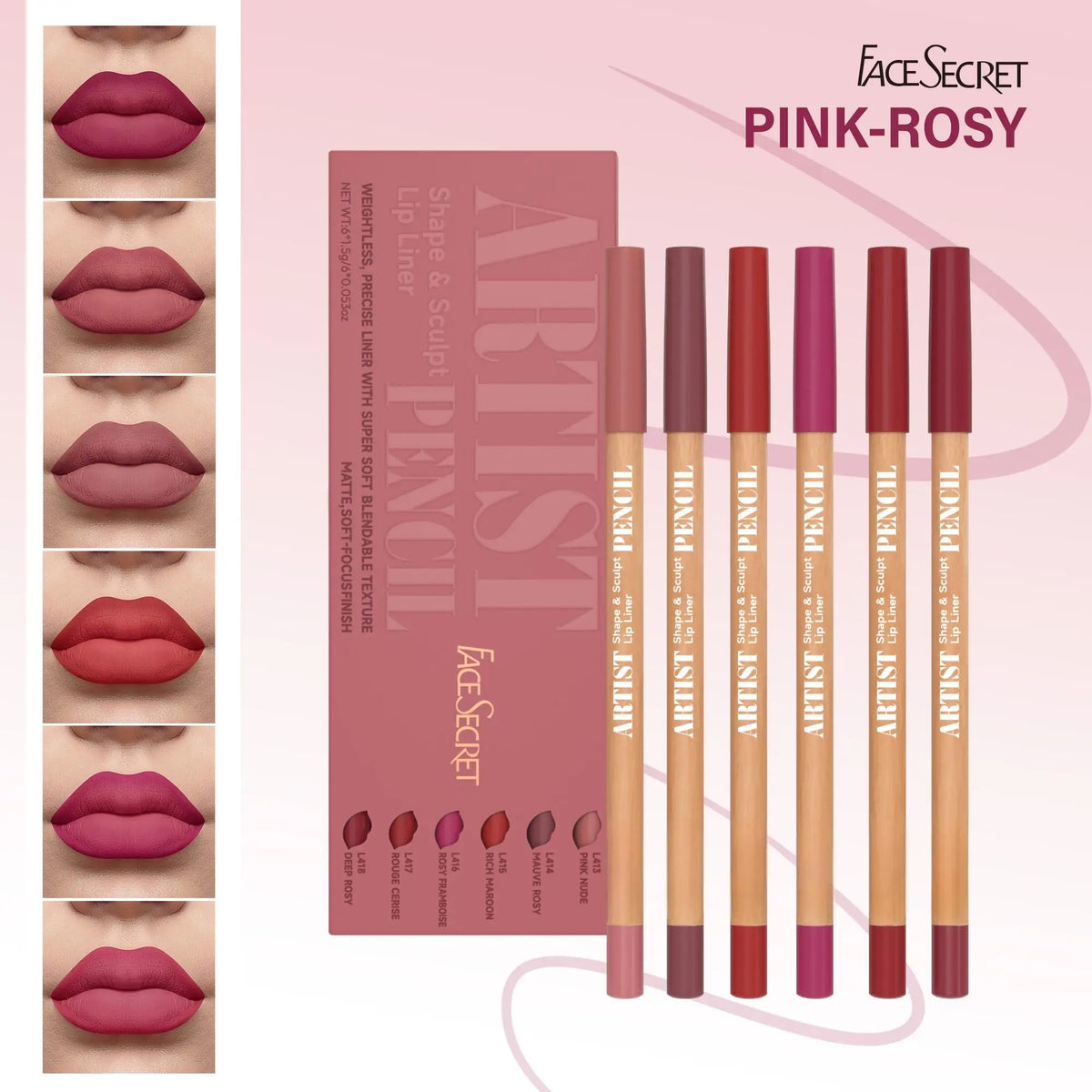 18 Color Face Secret Artist Shape Sculpt Lip Liner Pencil  Weightless Precise Liner with Super Soft Blendable Texture Matte Soft