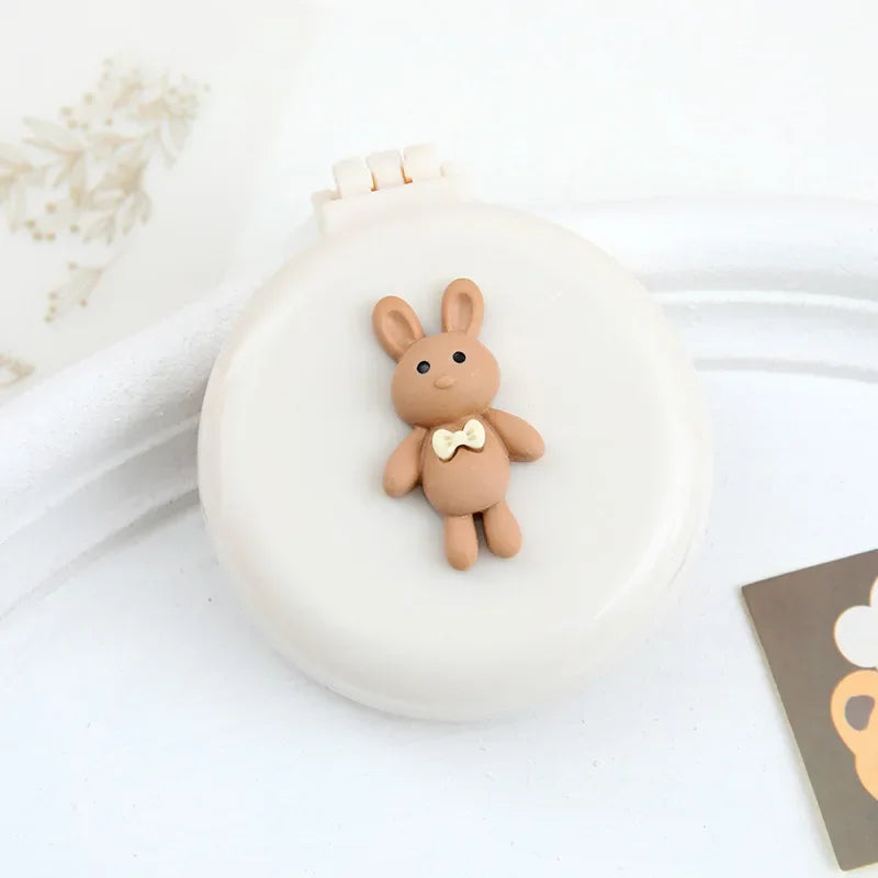 Cute Kid Hair Brushes Mini Lovely Cartoon Bear Hair Combs with Mirror for Children Girl Small Portable Massage Comb Hair Rope