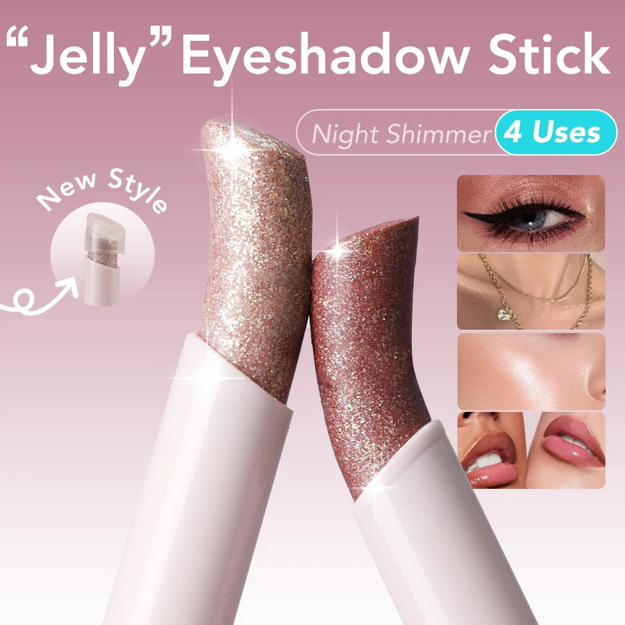 Shimmering Eyeshadow Stick With A Jelly Like Texture Fine Glitter And Highlighting Effect Waterproof And Long Lasting