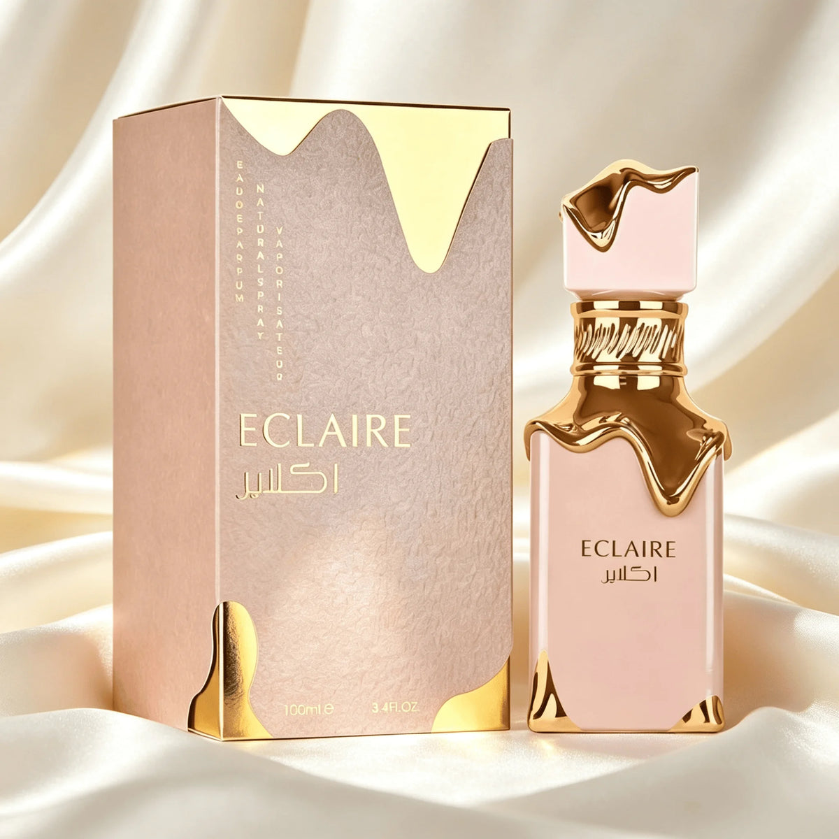Lattsafa Eclaire Unisex Eau De Parfum Spray 3.40 Ounce 100ml Vanilla Caramel Sweet Floral Gourmand Scent Long‑Lasting Luxury Arabian Dubai Perfume Spray Ideal Scent for Dating Party Wedding Holiday Birthday Gift for Men & W