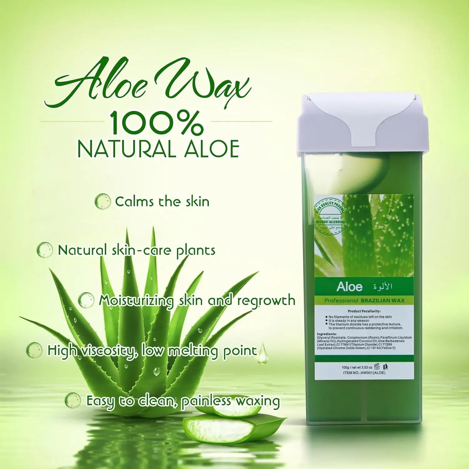 Hair Removal Wax Wax Refill Soft Wax Roller Cartridge For Roll on Waxing Kit Aloe Depilatory Rolling Wax For Sensitive Skin